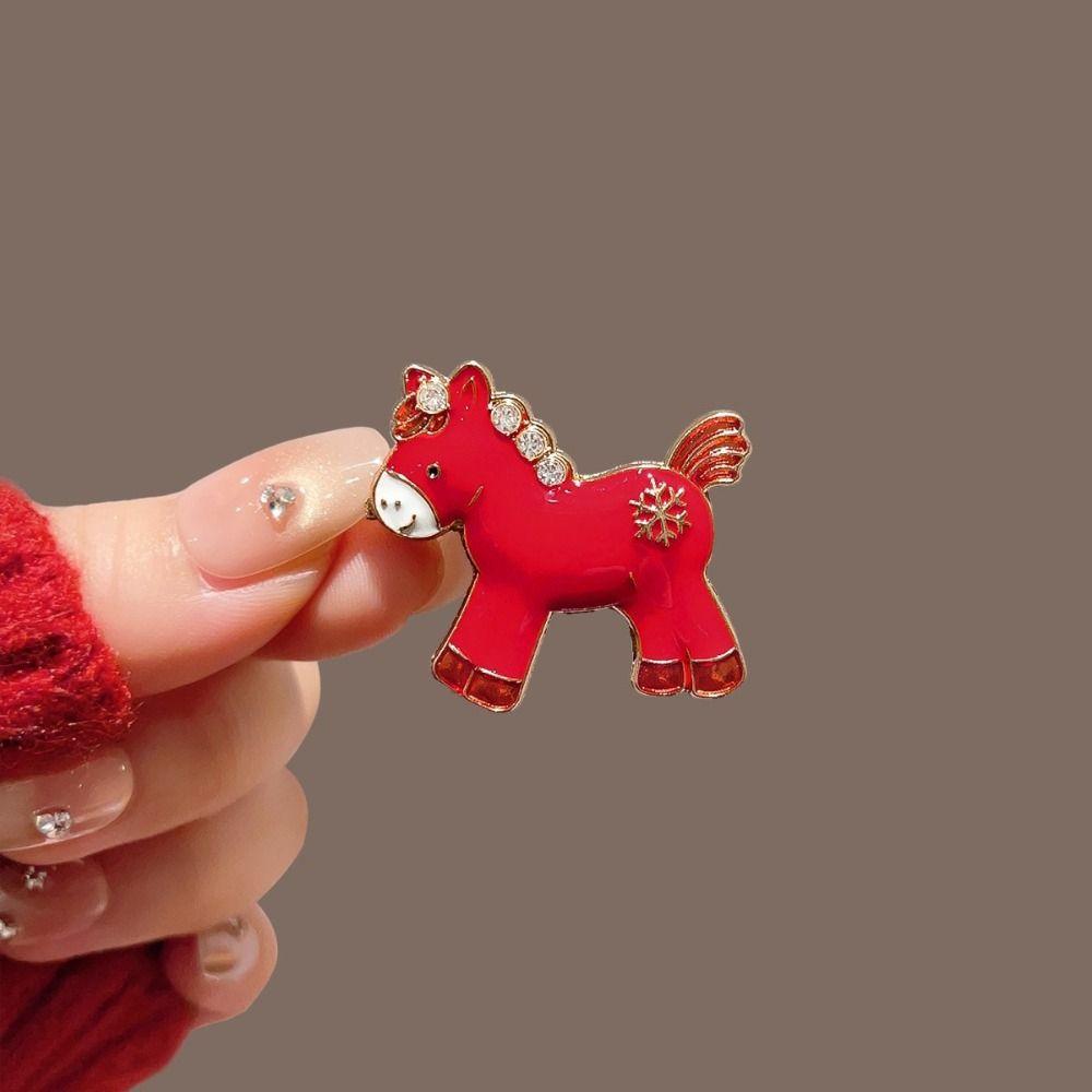 Zinc Zinc Alloy Zinc Zinc Alloy Horse Brooch Drip Oil Brooch Animal Lapel Pins Retro Zodiac Horse Brooches Unisex