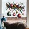 1pc Christmas Decoration Scene Stickers-Self-Adhesive PVC Glossy Holiday Decor with Pine Cones, Berries & Ornaments for Windows