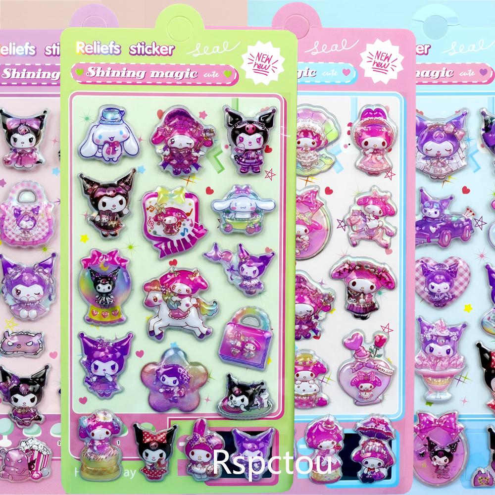 Cute Sanrio Series 3D Relief Stickers Aesthetic Decoration Decals Kawaii Cinnamoroll My Melody Kuromi Cartoon Bubble Sticker Toy