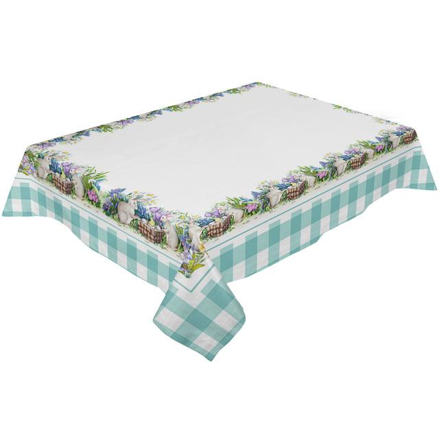 Easter Bunny Mouse Watercolor Flower Tablecloth Waterproof Wedding Dining Decor Table Runner Holiday Cake Decor