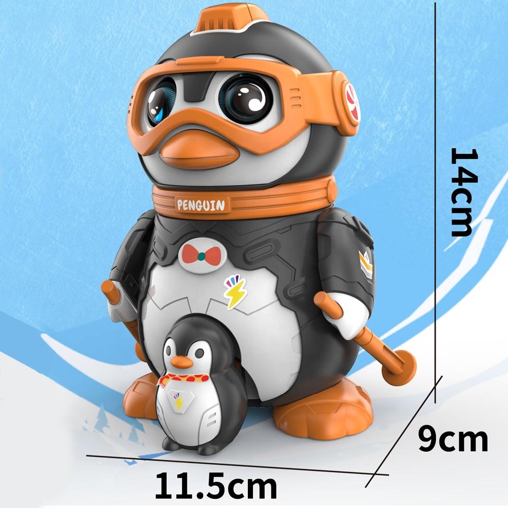 Children's 18pcs DIY Assembled Skiing Penguin Animal Building Block Model, Lighting And Music, Baby Puzzle Early Education Toys