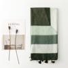 Four Season Cotton And Linen Texture Bali Yarn Thin Design Green Contrasting Geometric Fashion Fresh Travel Sun Protection Shawl For Women