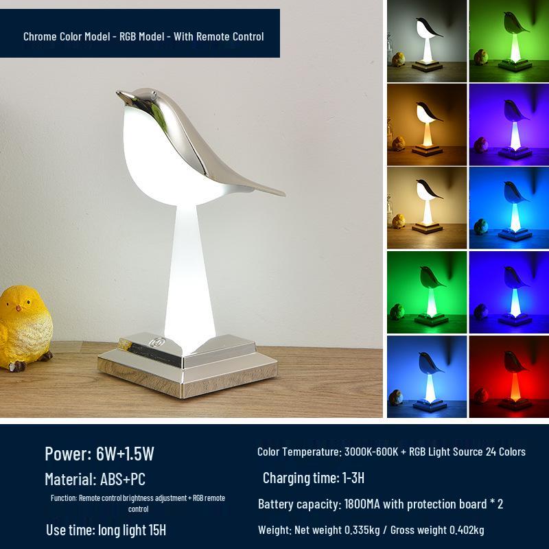 Net Celebrity Bird Aroma Desk Lamp: Creative Magpie Touch Rechargeable Decorative Night Light for Bedroom & Student Reading
