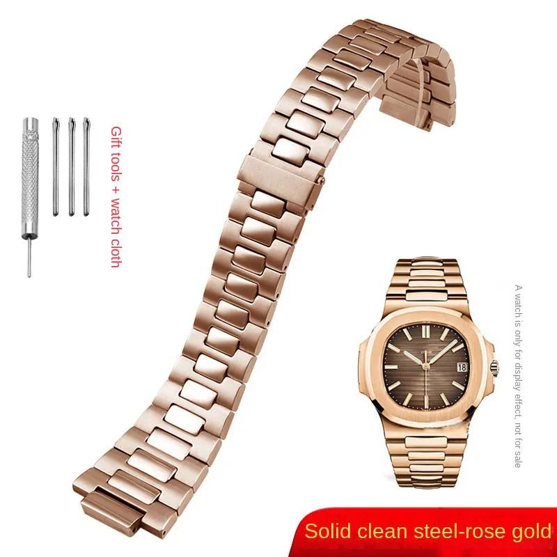 UMA Pulseira de Aço Inoxidável Para Patek Philippe PP 316L Nautilus masculina série 5711/1A010 Bracelete 25*13MM boca convexa Pulseira de relógioMN