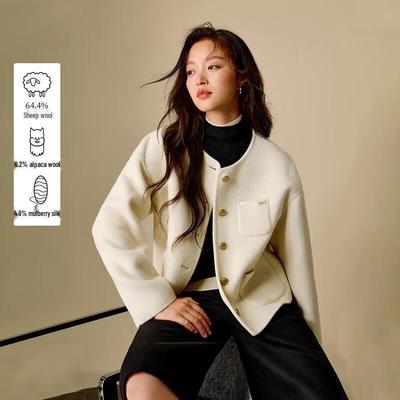 INMAN Women's Alpaca & Silk Blend Short Wool Coat