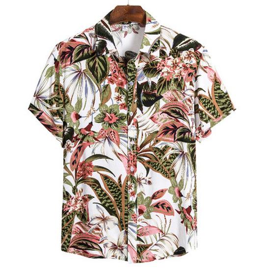 2026 Hawaiian Men's Vacation Beach Shirt Turn-down Collar Short Sleeve Shirt