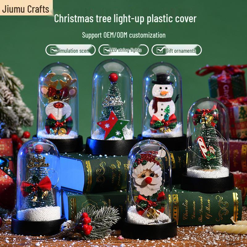 LED Glowing Christmas Snow Scene Ornament - Creative Plastic Tree Cover Decoration