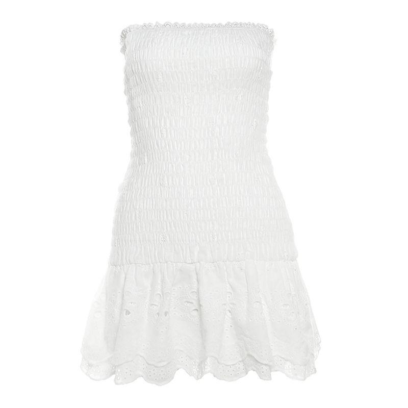

Sisjuly Smocking Silm Layering Strapless Dress White S