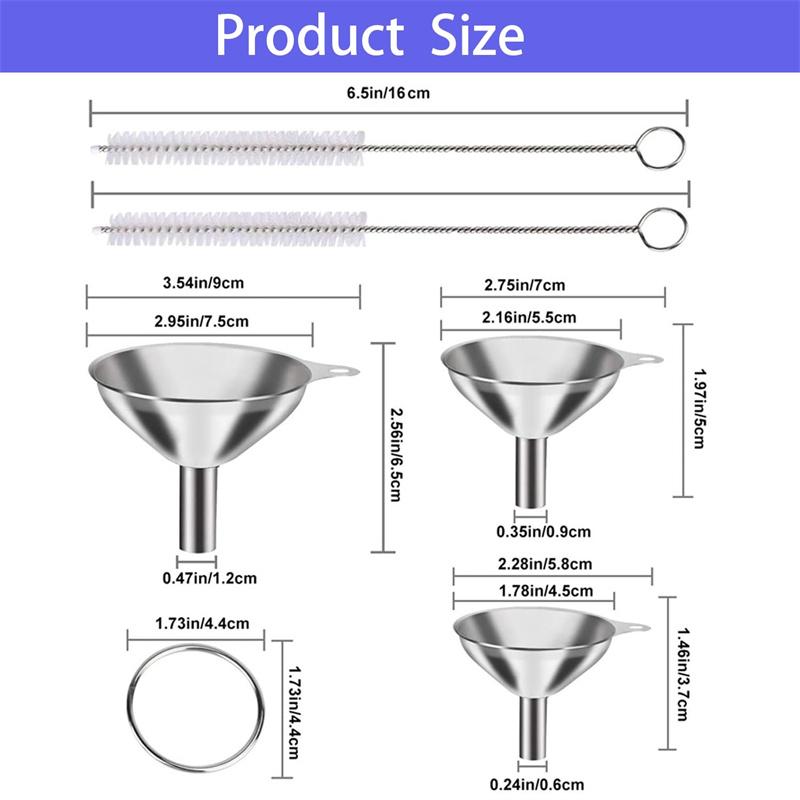 3/5Pcs Stainless Steel Kitchen Funnels Set Funnels for Kitchen Use Filling Bottles Vinegar Spice Essential Oil Filling Funnels