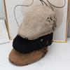 Retro deerskin velvet forward hat children autumn and winter leopard print contrasting color cap showing face small old money wind beret male trend