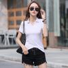 2021 Women's Slim-Fit Lapel T-Shirt: Short-Sleeved, Solid Color, Casual, Sporty Summer Top