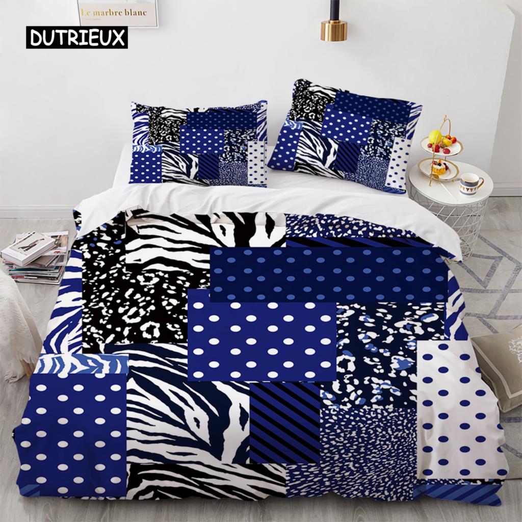 Geometric Flowers King Queen Duvet Cover Abstract Floral Bedding Set Colorful Modern Art Polyester Quilt Cover
