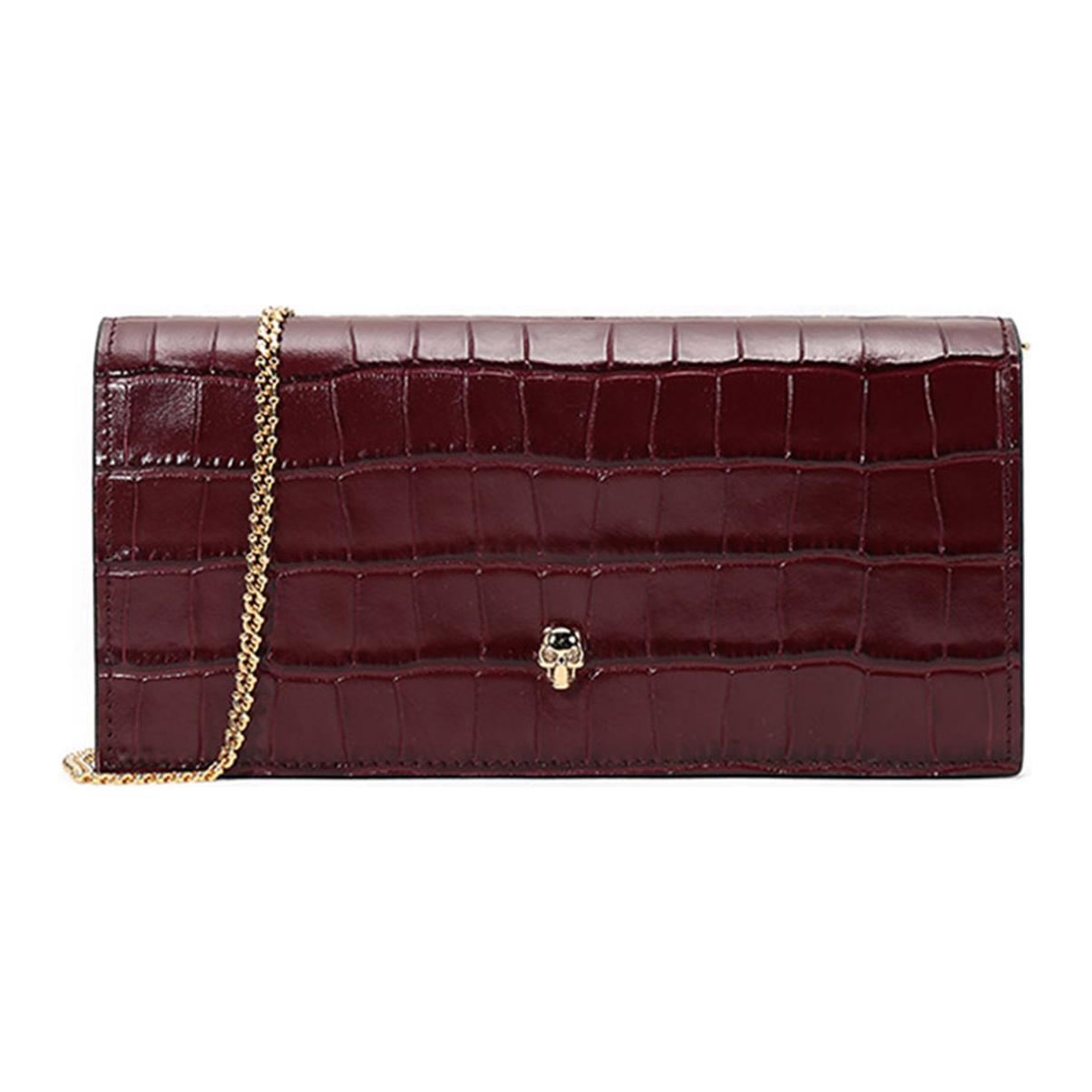 

New Alexander McQueen Leather Clutches Shoulder Bags Regular Women s Burgundy 632031-1JM0G-6140 20.6*4.1*10.4CM