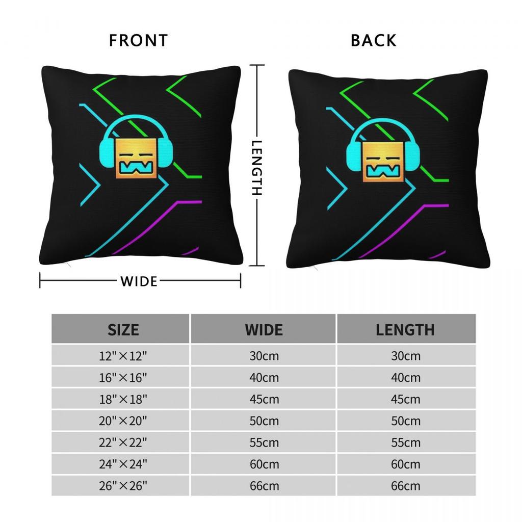 Video Game Geometry Dash Square Pillowcase Cushion Cover Pillow Case Throw Pillow Cover for Home Bedroom Car
