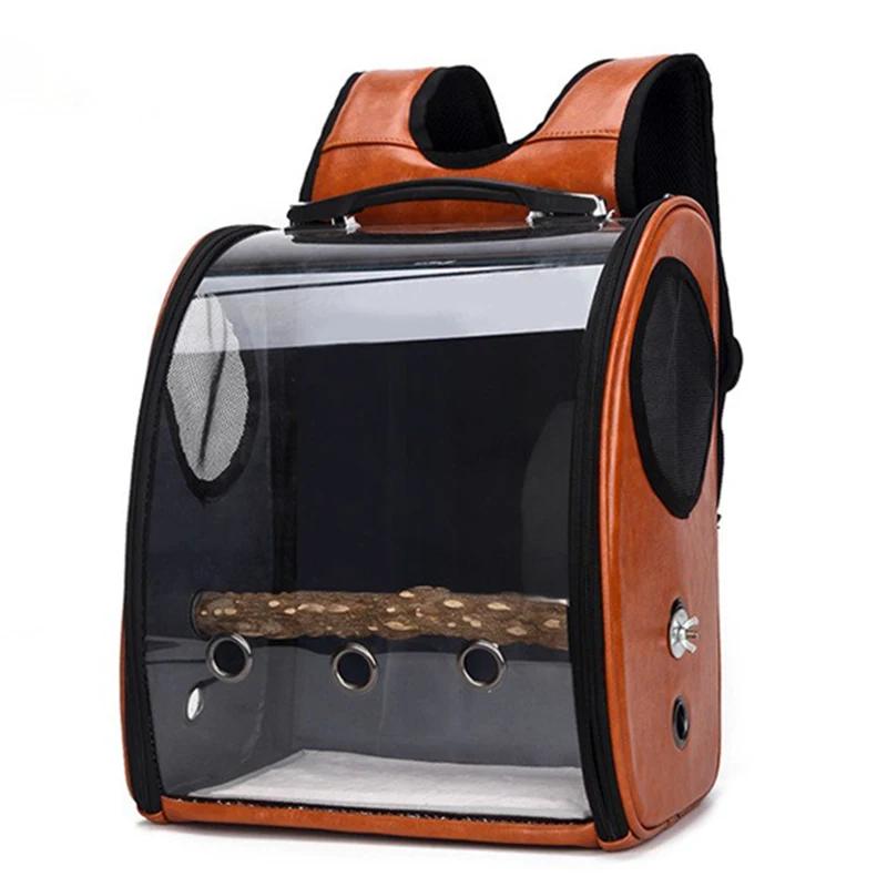 Breathable Backpack Pet Bag Outdoor Parrot Backpack Portable Transparent Bird Transport Bag Travel Luxury Large Space Double Zipper Pet Supplies