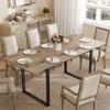 Mesa de Comedor Extensible para 6-8 Personas, 140-180 cm, Mesa de Cocina Rectangular con Base de Acero, Madera Natural+Negro