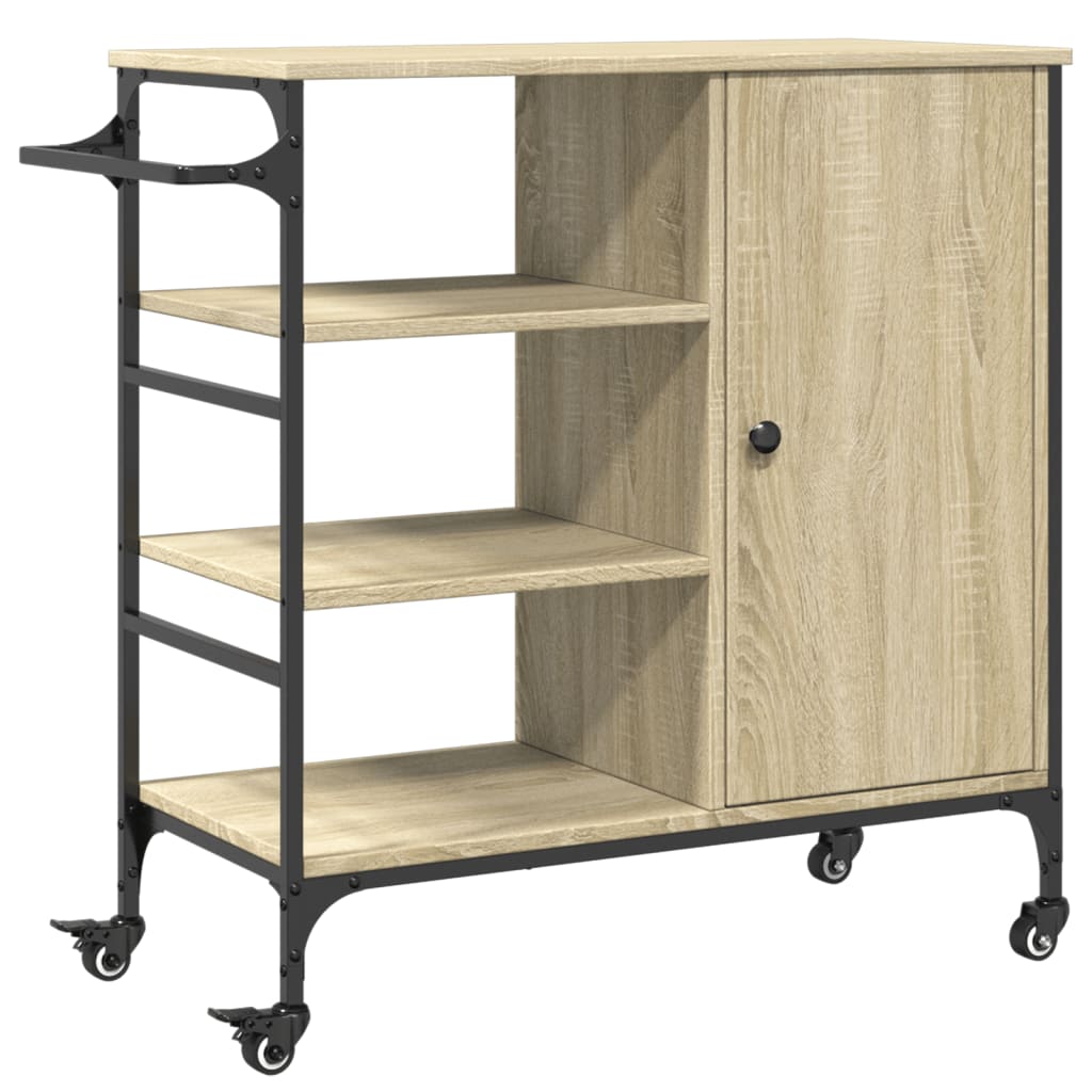 Kitchen Trolley in Sonoma Oak Finish 87.5 x 38.5 x 84.5 cm Particleboard
