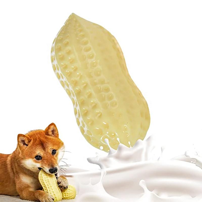 Squeaky Dog Toys Interactive, Peanut Shape Dog Toys Teeth-Cleaning Squeak Dog Chew Toy, Durable for Medium Dogs, Large & Small Breeds - Puppy Teething
