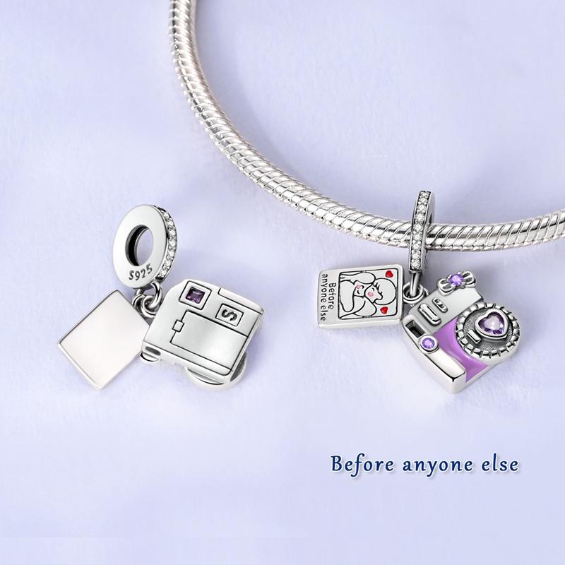 Princess Dress Camera Butterfly Charm Bead Components Love Secure Safety Chain Compatible With Charm Bead Component Copper Metal Bracelet High