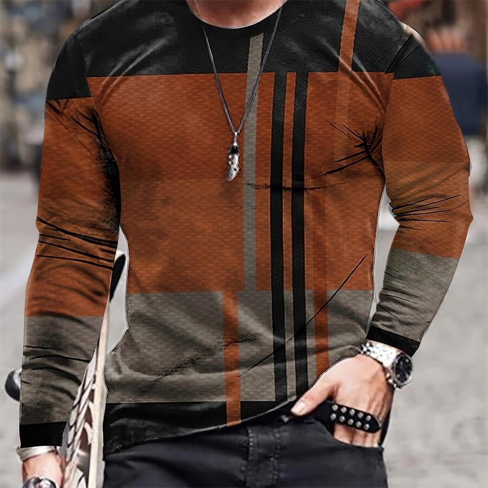 Çizgili Desenli Tişört Moda Erkek Uzun Kollu Üstler Hızlı Kuruyan Jersey Yaz Rahat Sokak Büyük Boy Tişört Bluz Erkek Tişört