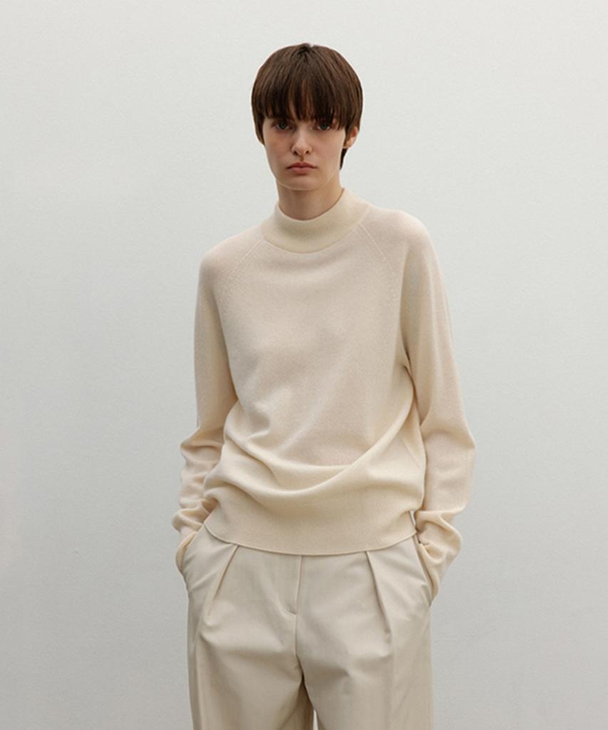 Deolum Cashmere Blend Mockneck Sweater_Ivory