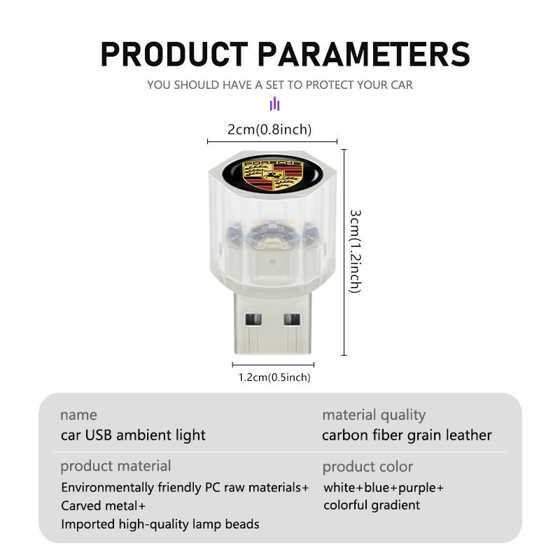 For Porsche Car Mini USB LED Auto PC Computer Portable Light Plug Play Boxster Cayenne Panamera Macan Cayman 911 918 996