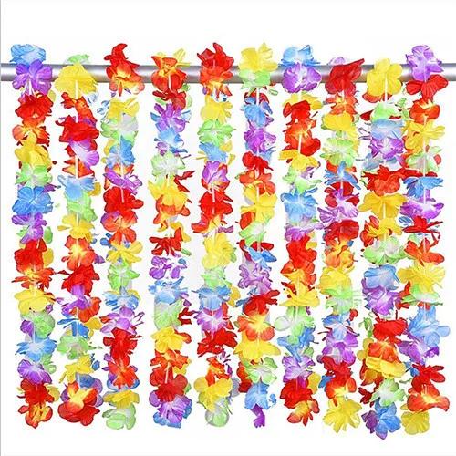 10 Stück Hawaiianische Blumenketten Girlande Halskette Kostümparty Hawaii Strand Spaß