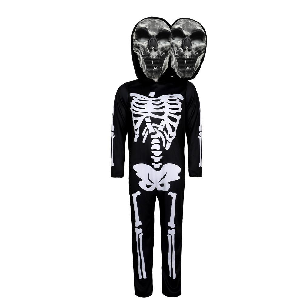 Хэллоуин Двуглавый Череп Косплей Костюм Для Детей Детский Сценический Выступление Ужас Макияж Наряд S белый