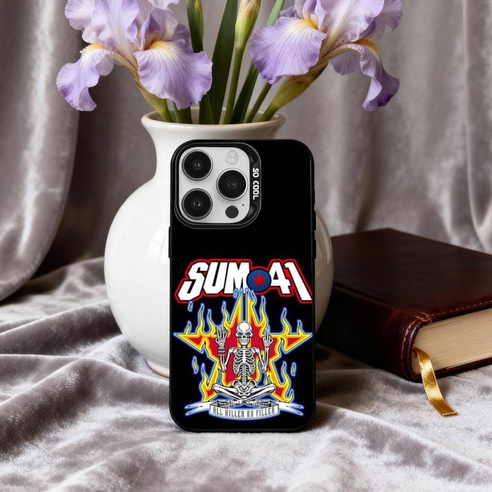 

Жесткий рок S-Sum 41 Чехол для телефона с изображением группы Для iPhone17,16,15,14,13,12,11 Plus,Pro Max Черный Конфетный серебристый чехол для телефона iPhone15