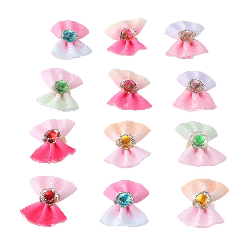 24Pcs Pet Hair Bow Cute Beautiful Stylish Dog Bowknot with Rubber Band for Pets Dogs Cats Horses Doll Girls
