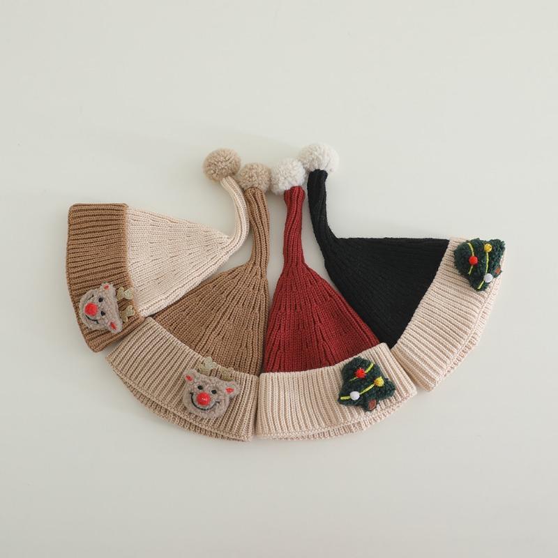 Trend cute children's wool hat long tail baby Christmas hat autumn new boys and girls knitted hat