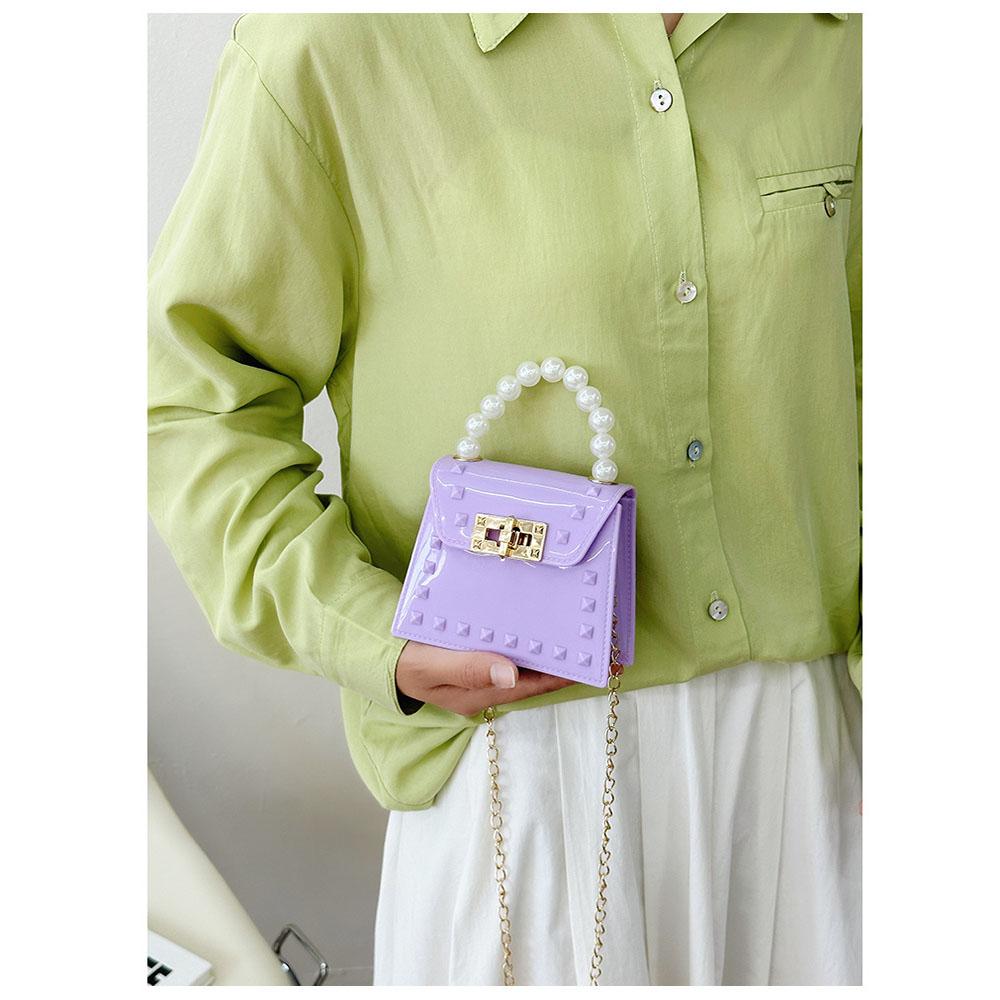 

Модная женская сумка через плечо от фабрики в Гуанчжоу оптом, сумка через плечо цвета конфеты с цепочкой и карманом для мобильного телефона внутри фиолетовый