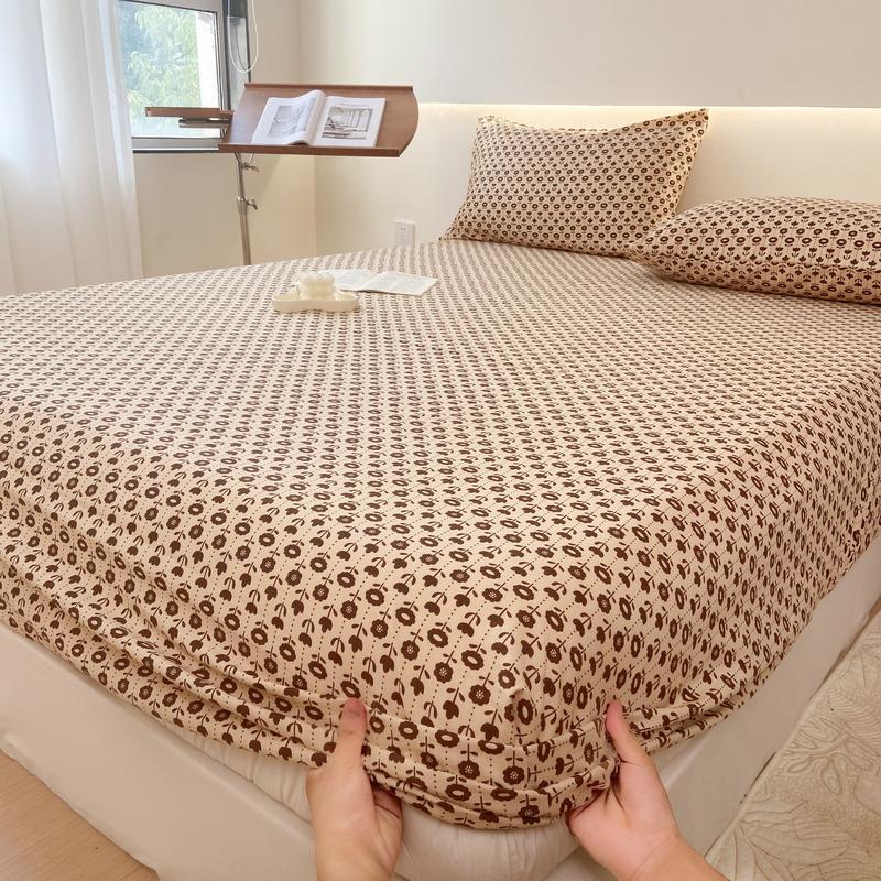 

1Pc Floral Print Bed Sheet Queen King Size Adjustable Elastic Band Fitted Mattress Cover Soft Comfortable 90x200x20cm 1PC