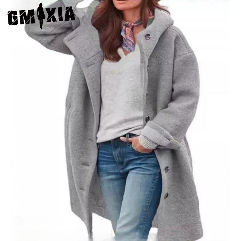 

GMXIA женские винтажные повседневные куртки и пальто с решетчатым принтом осень-зима с длинными рукавами и воротником-поло XXXL серый