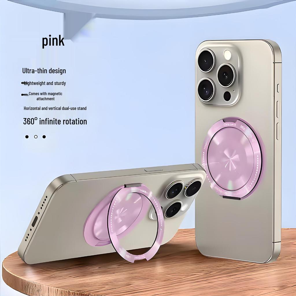 MagSafe Double Ring Magnetic Phone Stand: Strong Grip Finger Ring & Desktop Mount with Case Back Sticker