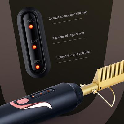 Mini-Haarglätter, wiederaufladbarer Mini-Heißkamm, elektrischer Glättungskamm mit 3 Temperaturstufen, schnelle und trockene Verwendung für zu Hause und unterwegs