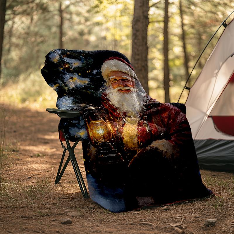 Christmas Santa Claus Theme Printed Blanket - Perfect for Couch, Bed, Travel & Outdoor Use | Machine Washable, Cozy & Durable.