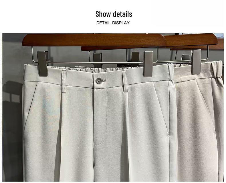 Men's Slim Summer Nine-Point Suit Trousers - Lightweight and Trendy