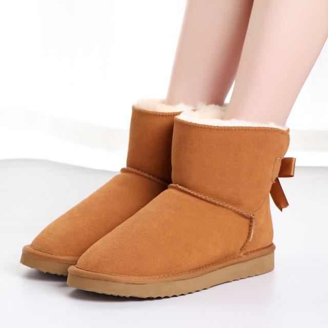New Fashion Able Women Warm Snow Boots Winter Boots Genuine Cowhide Leather Women Boots Ankle Boots Fur Shoes Size 34 -43