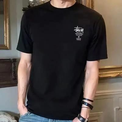 2026 Nueva Camiseta de Verano Informal con Cuello Redondo de Diseñador Moda Ropa para Mujer Algodón Puro Estampado Mangas Cortas para Hombre