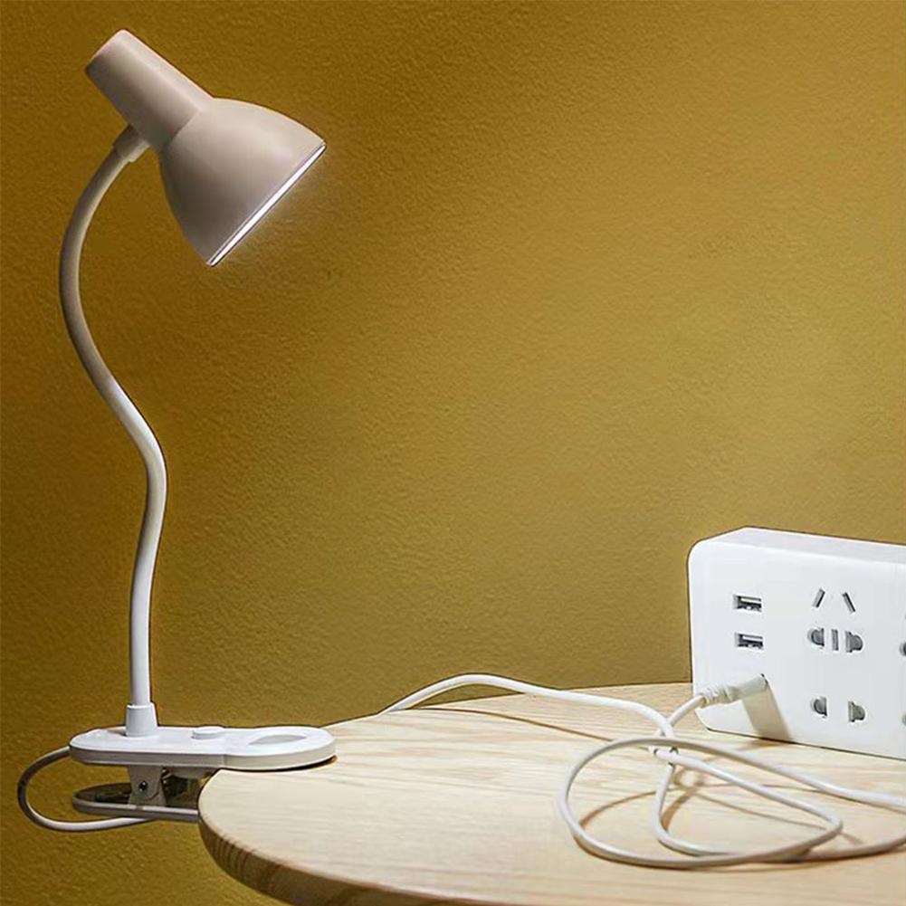 

Светодиодный ночник для защиты глаз, регулируемый угол наклона, мини-пристегивающаяся настольная лампа для учебы, питание от батареек, гибкая для путешествий, чтения в спальне USB Plug белый