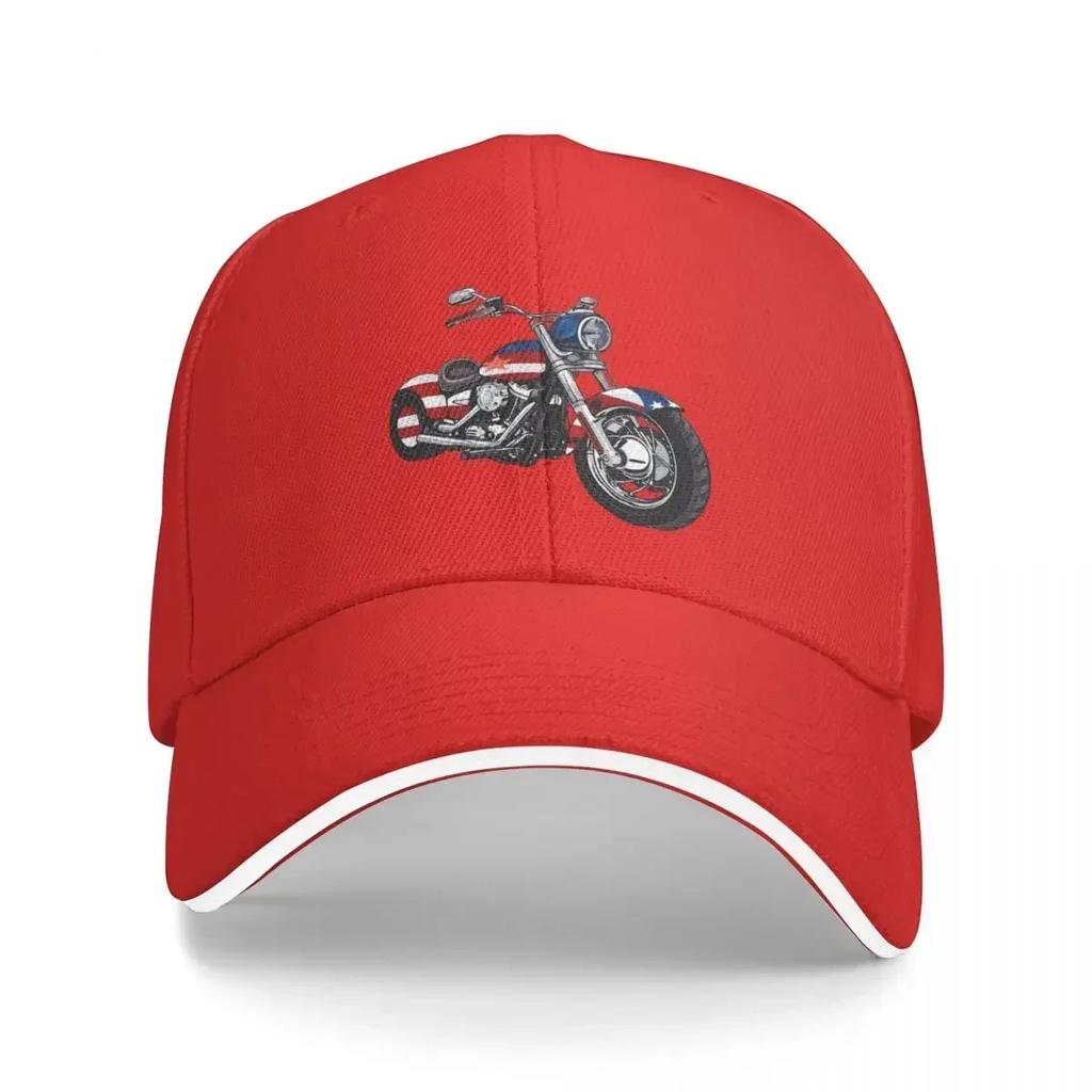 Motorcycle and American Flag Baseball Cap Uv Protection Solar Hat Streetwear summer hat Hats For Women Unisexs