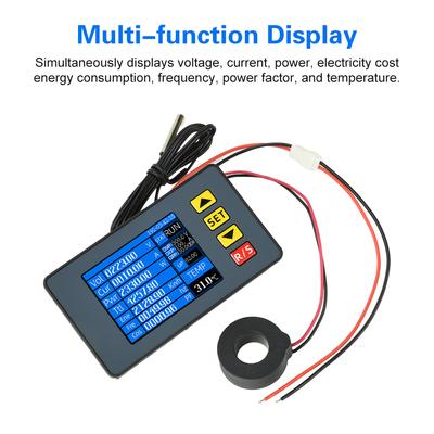 AC 50-300V 100A Voltage Current Power Meter Electricity Frequency Energy Monitor Voltmeter with External Closed Ampere Inductor