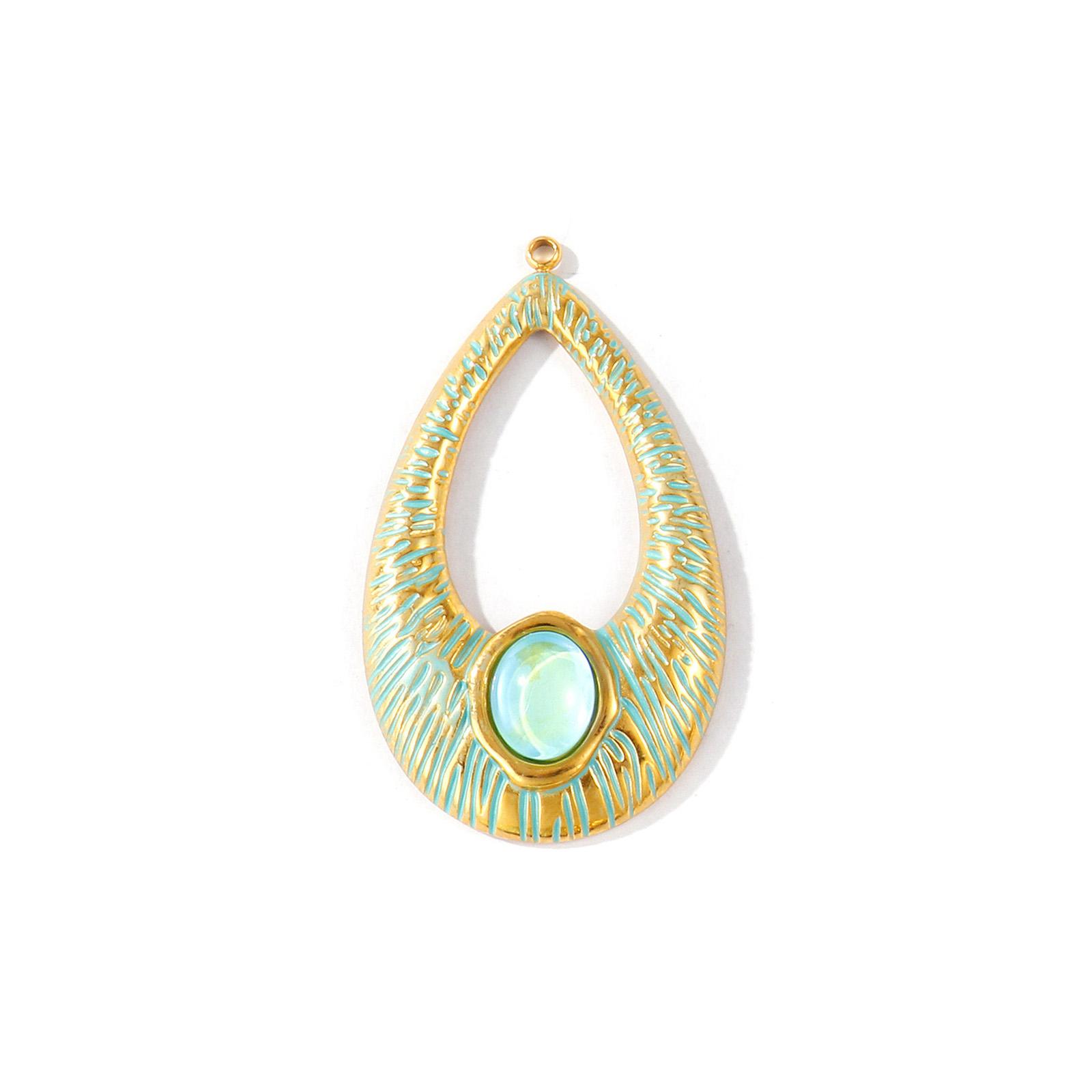 

1Piece Spray Painted Charms Acrylic Sticker Hollow Water Droplets Shell 18K Gold Plated 304 Stainless Steel Pendant DIY Necklace