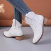 Fashion Women's Boots Retro Embroidery Cowboy Boots Luxury Thick Heels Women Shoes Pointed Toe High Quality Leather Women Ankle Boot New