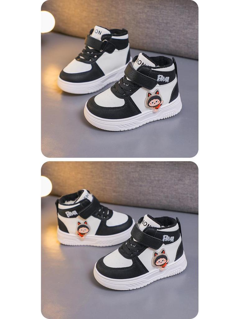 Girls' High-Top Canvas Shoes: Soft Sole, Shock-Absorbing, Anti-Slip Sports Sneakers for Toddlers & Kids - Autumn/Winter 2025 Collection.