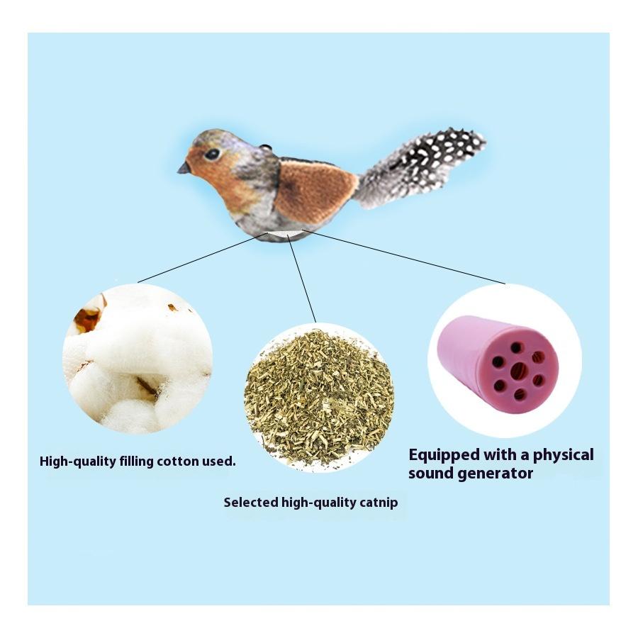 Simulation calling bird cat toy cat self-hi toy sounding bird teasing cat stick catnip toy pet supplies