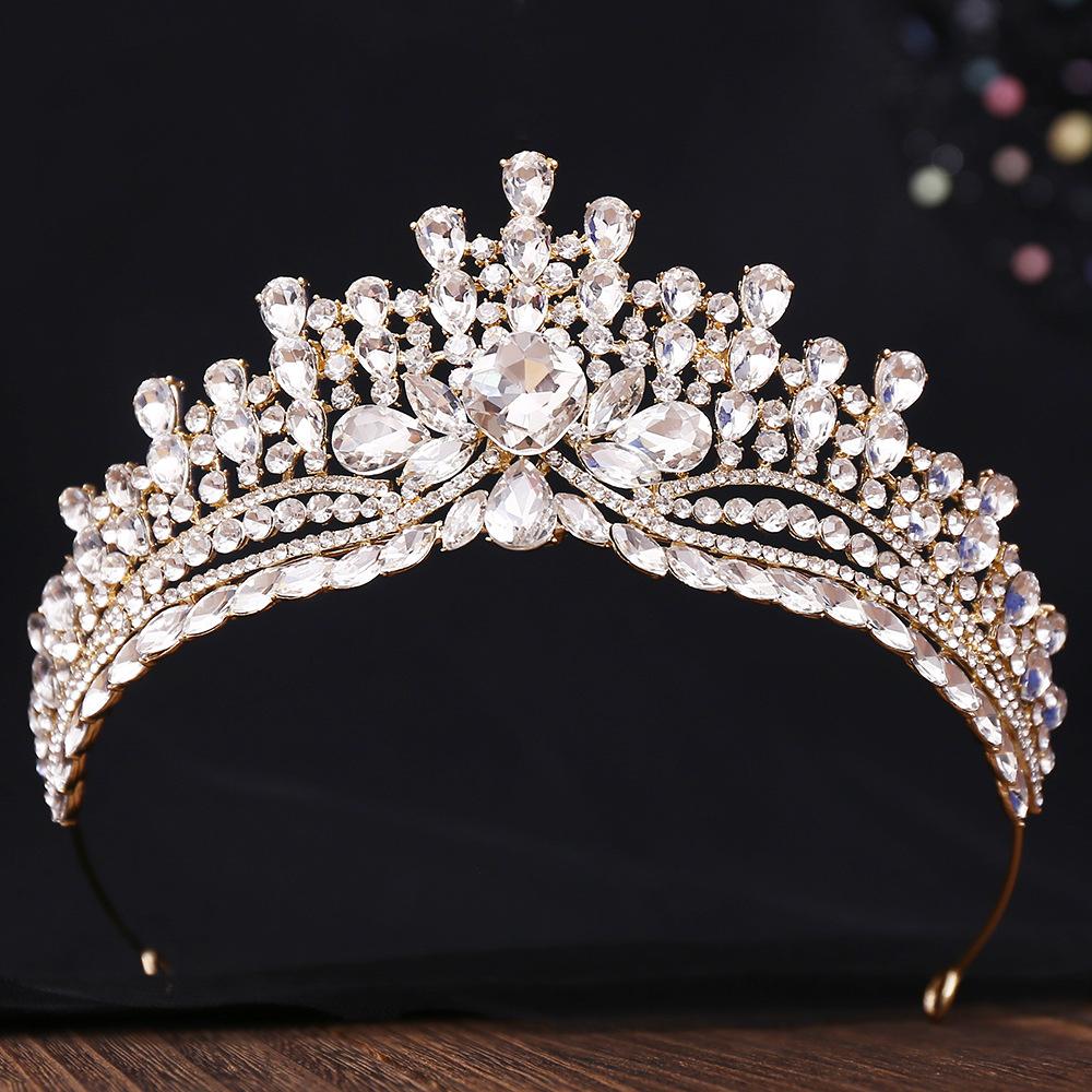 DIEZI Korean Luxury AB Crystal Crown For Women Girls Wedding Baroque Bride Queen Bridal Tiaras Hair Accessories Gift Headbands