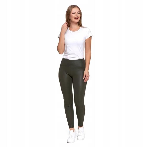 Women's Leggings Imitating Leather with High Waist Fashionable Stylish MORAJ M khaki