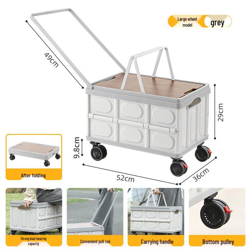 Składany pojemnik do przechowywania do bagażnika samochodowego z drewnianą pokrywką na kemping i piknik